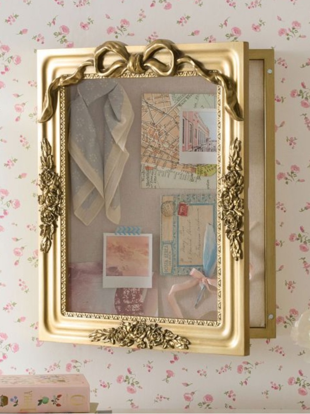 LoveShackFancy Frame Shadow Box Floral Gold & Pink